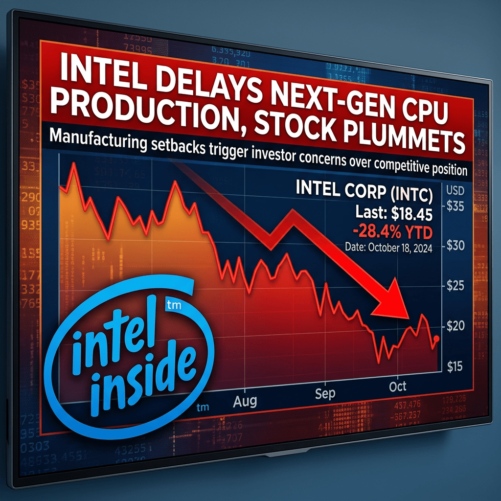 Graph showing Intel stock price dropping 28.4% year to date as of October 18, 2024